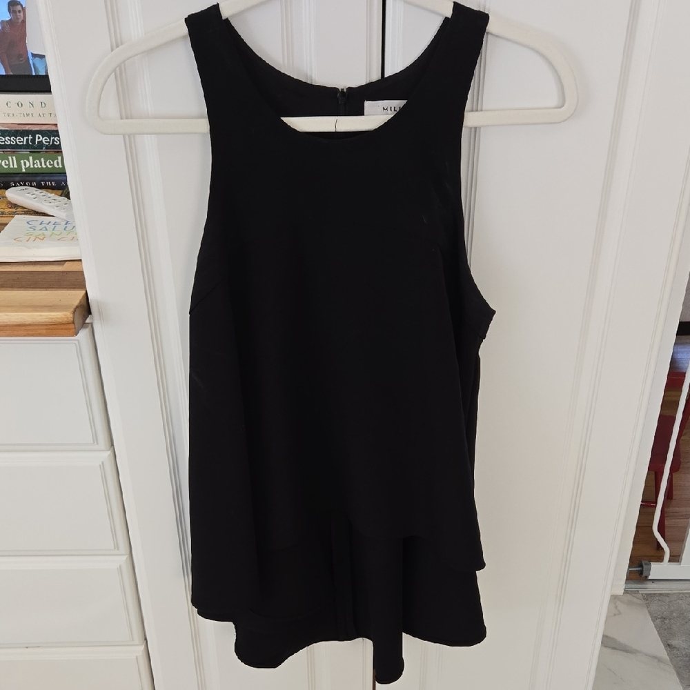 Milly Black Sleeveless Layered Blouse